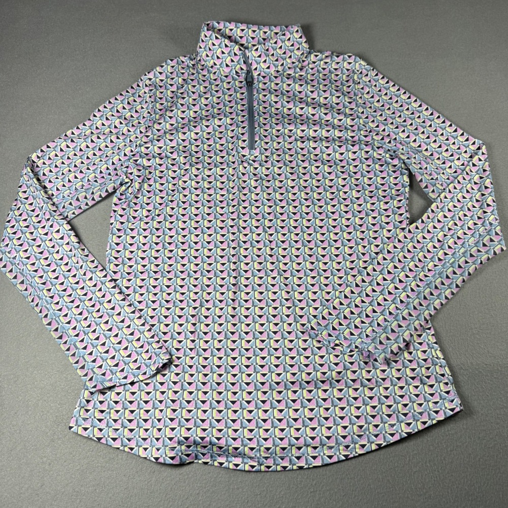 Callaway Women M Opti-Dri 1/4 Zip Pullover Geometric Print Golf Top Long Sleeve